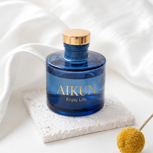 Aikun 100ml Gold Foil Box Any Scent Small Batch 3 Day Sample 7 Day Ship Long Lasting Frosted Round Glass <b>Reed</b> <b>Diffuser</b> Set - Product Image 3