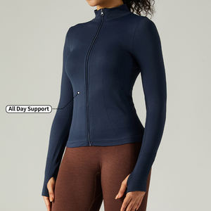 Chaqueta holgada de nailon reciclado personalizada para <span class=keywords><strong>mujer</strong></span>, chaqueta deportiva para yoga, sudaderas con cremallera, cárdigan ajustado de manga larga, chaqueta de yoga - Product Image 2