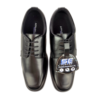 Chaussures habillées de bureau pour hommes ARUKOKA AK731K en cuir végétalien souple noir, à lacets, extra larges (6E), semelle respirante