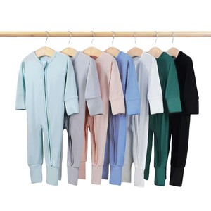 GOTS CPC 95% Bamboe Baby Romper Eén-delig Pyjama 2-weg Rits Omgeslagen Voetjes Kinder Slaapzak Jumpsuit Premium Baby Rompertje - Product Image 3