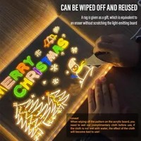 Tableau d'affichage lumineux LED en acrylique transparent magnétique effaçable à sec pour messages, avec cadre, pour jeux et enseignes chinoises