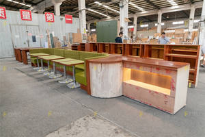 कस्टम धातु समर्थन कैफे टेबल पु चमड़े की दुकान फर्नीचर लकड़ी के रेस्तरां सेट सोफे फर्नीचर लकड़ी के रेस्तरां सेट सोफा फर्नीचर - Product Image 4