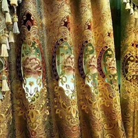 Rideaux Occultants Direct Usine Luxueux et Délicats Broderie Florale Dorée pour Villa