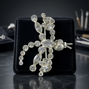 925artpalace Nuevo Broche de Plata con Circonitas y Piedras Preciosas, Diseño de Mariposa, Estilo Moderno - Product Image 1