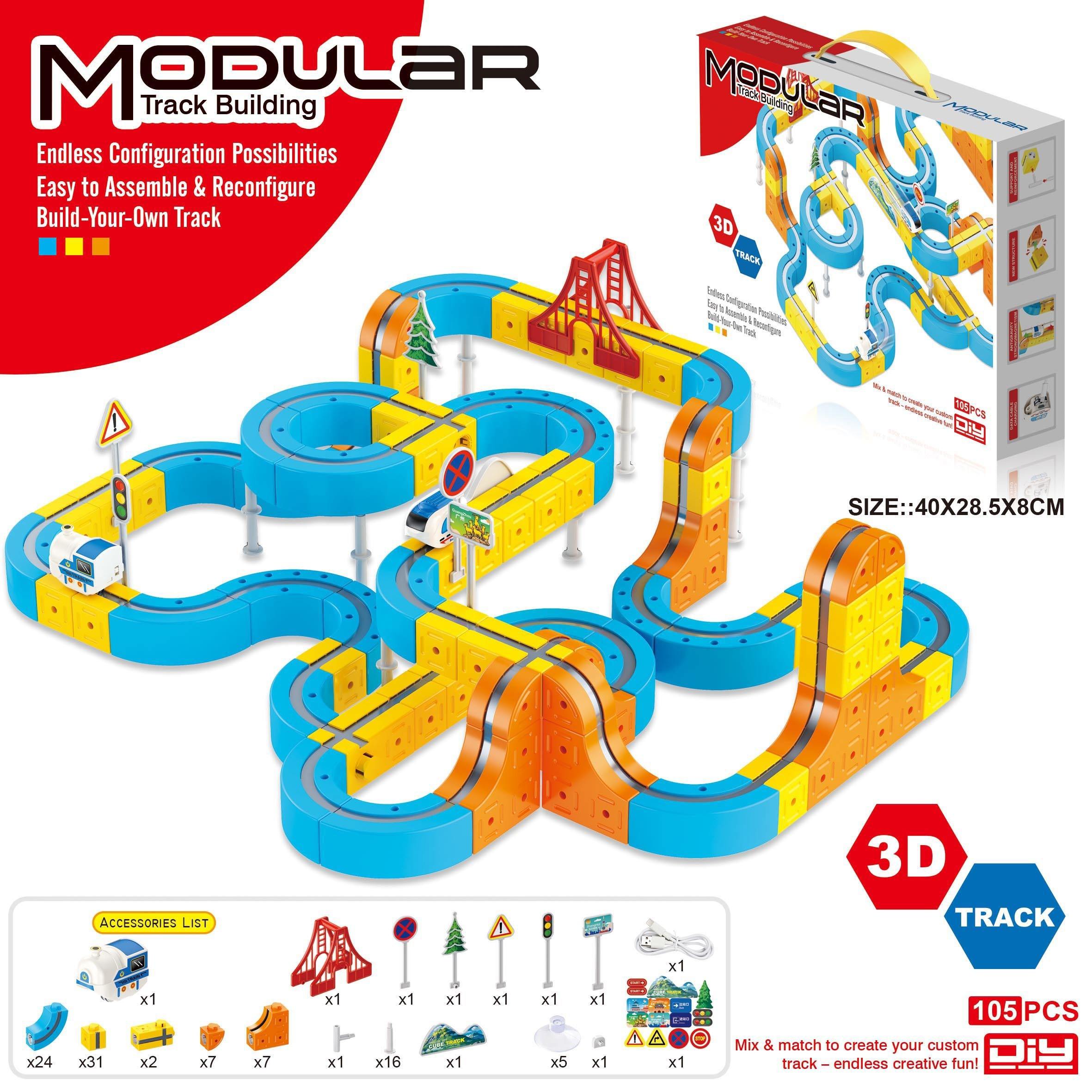Transforming 3D Train Track Set - 105 pcs with Accessories