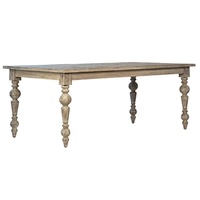 Table de salle à manger rectangulaire en bois massif de style vintage avec pieds de table au design élégant, table à manger pour 6 personnes