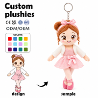 Porte-clés en peluche ballerine personnalisé, poupée OEM, jouet en peluche fille ballet, breloque de sac, cadeau personnalisé pour la promotion des écoles de danse