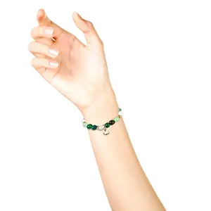 Gelang semanggi keberuntungan grosir buatan tangan alami penyembuhan Kristal semanggi gelang manik-manik untuk wanita