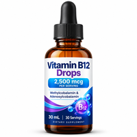 Gouttes liquides de Vitamine B12 OEM de haute qualité 2500mcg Méthylcobalamine Adénosylcobalamine Soutien de l'humeur et de l'énergie pour adultes