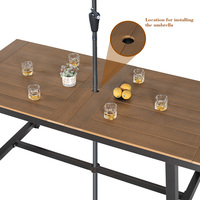 Ensemble table et chaises de jardin en plastique et bois pour restaurant, chaise réglable idéale pour les dîners, ensemble en plastique et bois