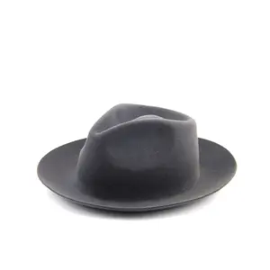 LiHua-Sombrero de lana con lazo para hombre, Fedora a prueba de agua, sombrero Fedora con lazo, ala corta, fieltro