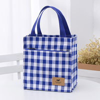 Sac fourre-tout à carreaux de capacité moyenne en tissu imperméable avec doublure TC, taille personnalisable pour les trajets quotidiens et comme sac à lunch