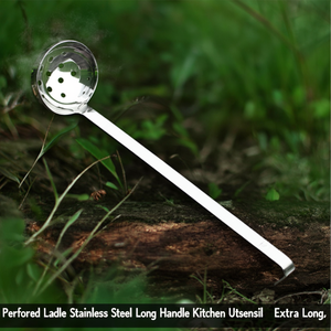 Mestolo Forato in Acciaio Inossidabile con Manico Lungo, Utensile da Cucina Extra Lungo - Product Image 3