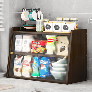 Kitchen Dish Cabinet With Glass Door And <b>Drawer</b> For <b>Storage</b> In Kitchen - Product Image 2