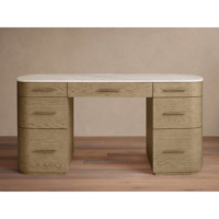 Bureau moderne minimaliste avec base en bois massif et grand plateau en marbre