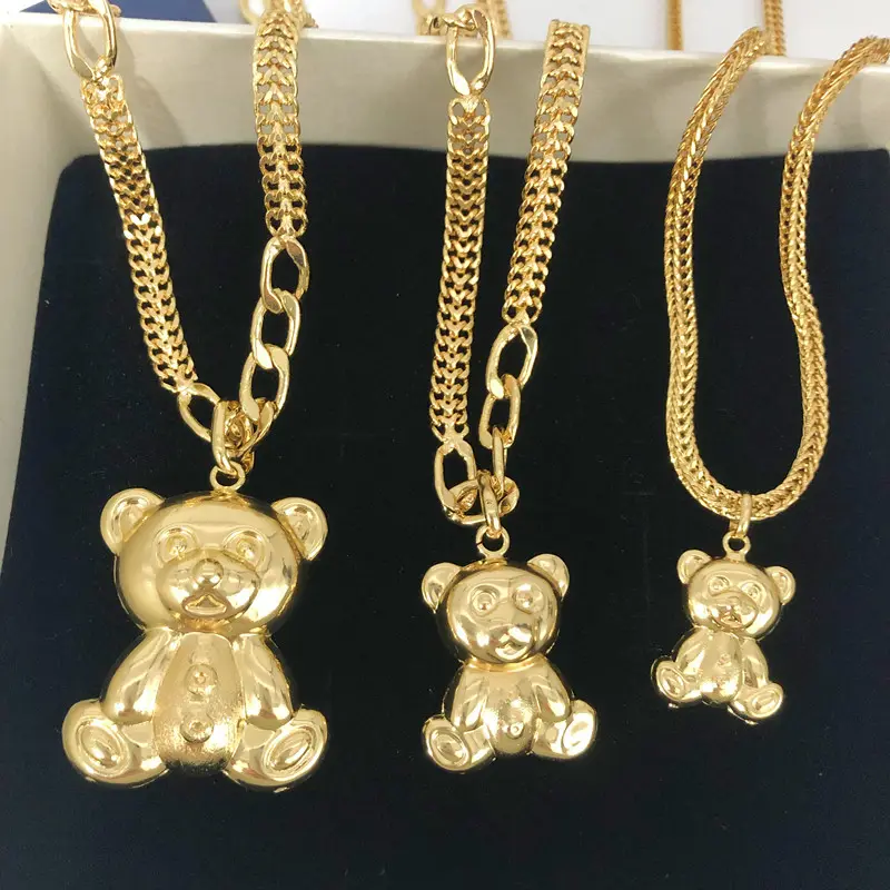 Neuankömmling Custom Gold Plated Kinder Erwachsene Teddybär Anhänger Charm Schmuck Anhänger