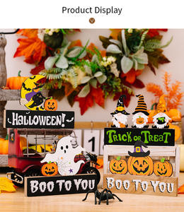 Halloween Holz-Dekorationen Gespenstfest Gnome Kürbis-Dekorationen Atmosphären-Dekoration Gespenst-Schreibtisch-Dekorationen Großhandel - Product Image 3