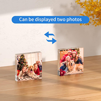 Support d'affichage d'impression d'image en acrylique transparent Double face de 4x4 pouces Lot de 3 cadres photo magnétiques cadres en cristal autoportants
