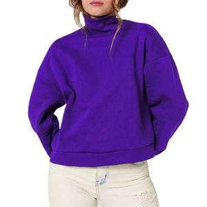 Pull à col montant confortable pour femmes, vêtements d'hiver, sweat-shirt décontracté à col montant pour femmes, matière polaire épaisse et chaude - Product Image 1