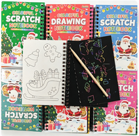 Carnet de griffonnage personnalisé de Noël avec reliure spirale en papier, ensemble de livres à gratter DIY pour enfants, stylet, pochoir, sac cadeau, cadeau de fête des fêtes