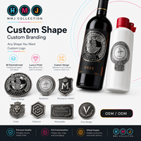 Étiquettes de bouteilles en feuille d'or de luxe, autocollants métalliques électroformés 3D en relief pour emballages de vins et spiritueux haut de gamme, logo OEM ODM