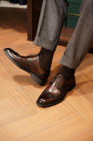 Chaussures Derby pour hommes sculptées à la main, chaussures habillées en cuir gravé vintage à lacets, chaussures de ville formelles, décontractées et élégantes pour le quotidien