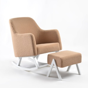 Chaise longue moderne à dossier haut confortable avec repose-pieds en polyuréthane pour pépinière Chaise berçante pour salon Matériau en bois - Product Image 3