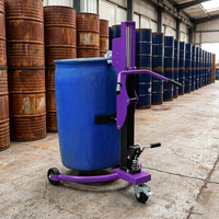 Chariot élévateur universel pour fûts de 55 gallons, à pompe hydraulique manuelle, avec jambes à angle droit de 300 mm