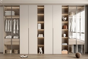 Specchio da Toeletta Minimalista Illuminato Regolabile, Mobile Moderno in Acciaio Inox con Pannello in Legno e Vano Portaoggetti per Camera da Letto e Soggiorno - Product Image 4