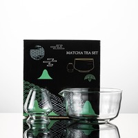 Newell japonais Transparent Matcha bol avec bouche service à thé verre Matcha bol fouet support avec bec verseur pour thé Matcha
