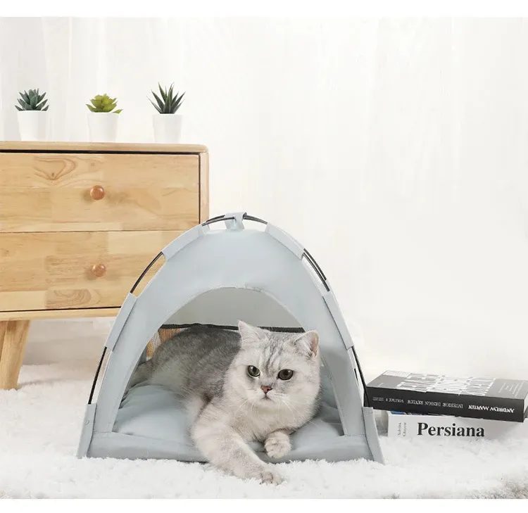 Summer Cooling Mat Outdoor Round Arch Pet Nest Tent Breathable Foldable Solid Color Minimalist Pet Cage