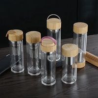 Gobelet en verre de qualité alimentaire, bouteille d'eau en verre borosilicate à double paroi avec infuseur à thé et couvercle filtrant 350ml 450ml 500ml