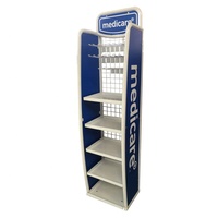 Dernier design d'intérieur pour pharmacie magasin personnalisé pharmacie présentoir au sol en métal sur pied support