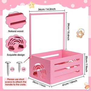 Cassa di legno armadio Baby Shower regali cesto di stoccaggio con manico cestino personalizzato <span class=keywords><strong>per</strong></span> <span class=keywords><strong>neonati</strong></span> ragazzi ragazze regali - Product Image 6