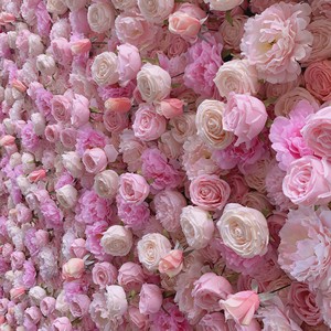 Paneles Decorativos de Pared de Flores de Seda para Bodas de Lujo, Diseño Floral de Rosas, 3D Enrollables, Color Rosa Pálido, Fondo de Flores Artificiales - Product Image 3