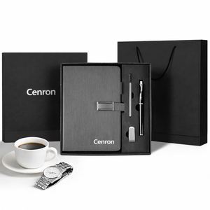 สมุดโน้ตเขียนขนาด A5 สีน้ำเงิน พิมพ์ลายซิลค์สกรีนสุดหรู ออกแบบเองได้ พร้อมกล่องของขวัญปากกา ของขวัญส่งเสริมการขายสำหรับองค์กร - Product Image 1