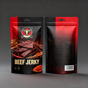 Sachet alimentaire refermable en plastique laminé avec logo imprimé numérique personnalisé pour bœuf séché - Product Image 4