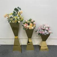 Support de fleurs en métal miroir doré, argenté et en acier inoxydable pour décoration de mariage, centres de table et décorations de table
