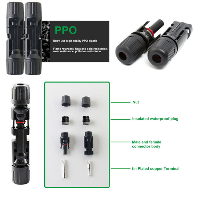 Factory Hot Sale IP67 Waterproof DC1000V 1500V 30a 45A PV Connector Solar Photovoltaic Connector