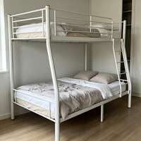 Lit superposé double sur grand lit, cadre en fer robuste argenté, mobilier de maison pour chambre d'enfant, dortoir, appartement, Airbnb - Meilleure vente