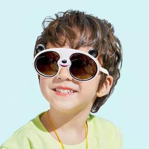 Lunettes de soleil polarisées surdimensionnées en gel de silice souple pour garçons et filles, forme panda, lunettes de soleil pour enfants, vente chaude - Product Image 3