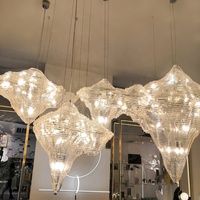 Luminaire suspendu design en acrylique transparent en forme de nuage 3D, style postmoderne, personnalisé, pour hôtel, villa
