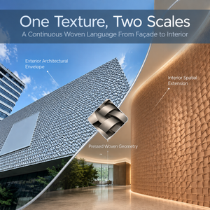Mur-rideau en métal tissé sur mesure, texture tissée, acier inoxydable architectural, façade en maille tissée pour architecture moderne - Product Image 1