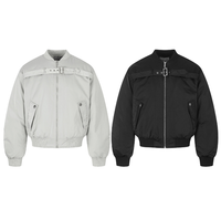Blouson Bomber Oversize Homme Zippé Col Montant Ceinture à Boucle Poignets Côtelés Poches à Rabat Streetwear Vente en Gros Logo Personnalisé