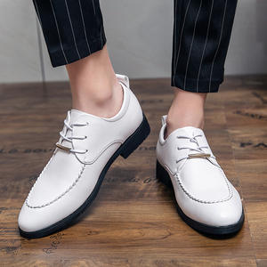 Nuevos zapatos derby de cuero de lujo con cordones y tacón bajo para atuendos formales de boda para hombres, zapatos hechos a mano. - Product Image 5