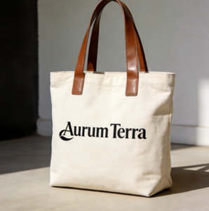 กระเป๋าโท้ทสะพายไหล่ผู้หญิงแบบหรูหราเป็นมิตรกับสิ่งแวดล้อม พิมพ์โลโก้ตามสั่ง ทำจากผ้าแคนวาสฝ้ายพร้อมหูหิ้วหนัง ลายตัวอักษร - Product Image 4