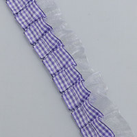Ruban plissé multicolore en organza à carreaux gingham avec volants pour la confection de robes, vêtements et projets de bricolage (vente en gros)