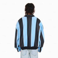 Vente en gros usine de vêtements personnalisé de haute qualité bleu noir rayé fermeture éclair extérieur mode veste en cuir pour hommes