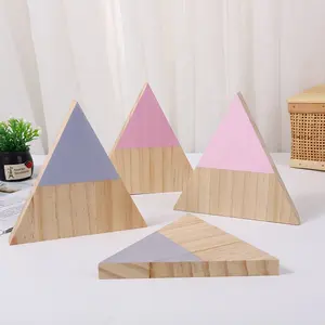 Геометрические учебные пособия, украшения для детской комнаты, деревянные цветные треугольные блочные украшения