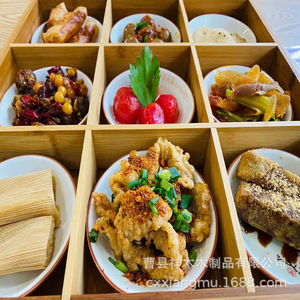 Bandeja de servir de bambú con nueve compartimentos, plato dividido para exhibición de alimentos, almacenamiento de vajilla, fabricado en el condado de Cao, XM 003 - Product Image 3